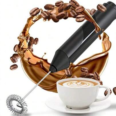 Espumador de leite elétrico, Espumador de leite manual feito de aço inoxidável, funciona com duas pilhas AA, Espumador de leite, Mini liquidificador portátil, Espumador de leite ideal para café, Mini batedeira sem fio