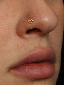 S925 Sterling Silver Nose Studs 14K Hypoallergenic L Shaped Heart Nose Rings For Women Men Nose Piercings Jewelry - Single Nose Stud - View 2