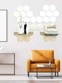 48 piezas de pegatinas de espejos de pared de acrílico hexagonales, espejos decorativos removibles, adornos de arte de forma hexagonal para decoración del hogar, pegatinas personalizadas