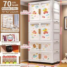 5/4/3/2/1-Layer Foldable Wardrobe Cabinet, Free Installation, Home Bedroom Adult Closet Storage Organizer - Cartoon - View 15