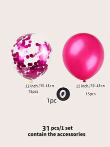 kumozawa 10/30 件玫瑰金亮片气球套装（不含吸管） - 玫紅色 - 查看 7