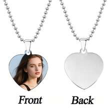 Custom Heart Pendant Necklace - Personalized Dog Tag Photo, Stainless Steel, Ideal For Couples, Valentine's Day And Christmas Gifts,Silver,Stylish,Colorful,Vintage,Simple,Unisex,Casual,Cuties,Custom,Personalized,Unique,Ideal Gifts For Him,Ideal Gifts For Her,Her,Boyfriend,Girlfriend,Dad,Mom,Family,Friends,For Anniversaries,For Birthdays,For Graduation,For Prom,For Party,Jewelry,Jewelry,Chic Autumn,Jewelry & Watches,Customized Fashion Photo Necklaces - Multicolor - View 12