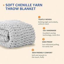 Chunky Knit Blanket - Soft Chenille Yarn Throws 40x50: Handmade Thick Cable Crochet Blanket - Large Chunky Yarn Rope Knot Throw For Couch, Sofa, Bed Home Decor - 灰色 - 查看 2