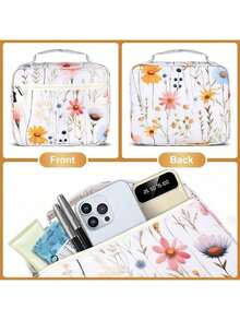 Large Bible Covers For Women 11x9x3inch Extra Large Bible Cover Case For Girls White Floral Bible Cover With Strap Pockets Zipper Waterproof Thick XL Study Bible Carrying Case Flower Bible Bag - White - View 7