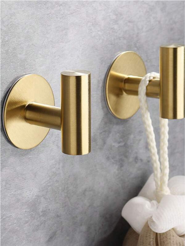 Stainless Steel Waterproof Self-Adhesive Single Hook, Wallmount Creative Bathroom Metal Clothes Hanger