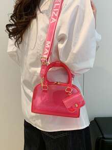 Conjunto de 2 bolsos de hombro ajustables transparentes de gelatina para playa, ideales para viajes, ir a la escuela, ir al trabajo, para empleados y para uso diario. - Multicolor - Ver 6