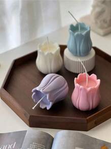 1 pieza Molde de silicona en forma de tulipán para velas perfumadas, jabón, soportes de aromaterapia, decoración para el alféizar de la ventana, rincón de lectura, plantas en maceta, diseño suave y seguro