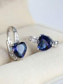 1 对漂亮方晶锆石耳坠，适合女士结婚订婚周年纪念珠宝情人节礼物 - 1# - 查看 12