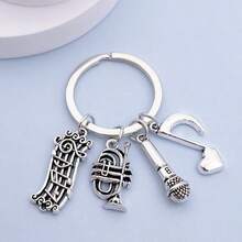 1pc Unisex Music Lover Trumpet Microphone Key Chain, Musical Instrument Pendant Key Ring Gift Car Accessories Bag Charm School Cute Goth Y2k - Silver - View 1