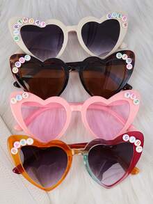 1 PC Personalized Name Sunglasses, Custom Sunglasses For Woman, Heart Shaped Sunglasses Personalized Name Glasses, Bridesmaid Glasses, Newlyweds Glasses, Bridal Sunglasses, Wedding Glasses - Random Colored Letters - View 4