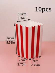 5件/10件爆米花容器、零食爆米花架、爆米花袋、薯条盒、爆米花纸桶、鸡块包装盒适用于派对用品和电影院、嘉年华、生日装饰