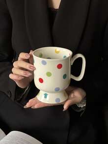 简约彩色圆点图案马克杯，独特设计陶瓷情侣马克杯，礼品和纪念品水杯