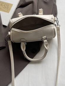 Modische und minimalistische Schultertasche aus Kunstleder mit Kissen- und Zylinderdesign, vielseitig für den täglichen Gebrauch, Einkaufen und Pendeln. - Beige - Übersicht 9