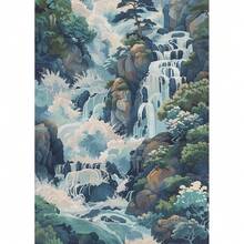 1 件/3 件葛饰北斋浮世绘蓝绿瀑布帆布印刷品传统日本艺术复古墙海报亚洲风景艺术家居装饰无框旅行相框旅行 - 彩色 - 查看 41