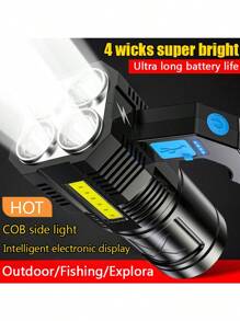 2/3/4pack LED Flashlight, Ultra Bright Torch, Handheld Lamp, Multifunctional Flashlights, Perfect For Outdoor Camping, Climbing, Adventure Emergency, Night Biking, Hiking, Travel Enthusiasts, Family, Friends, Christmas Gifts, Camping Tools, Convenient, Cool 