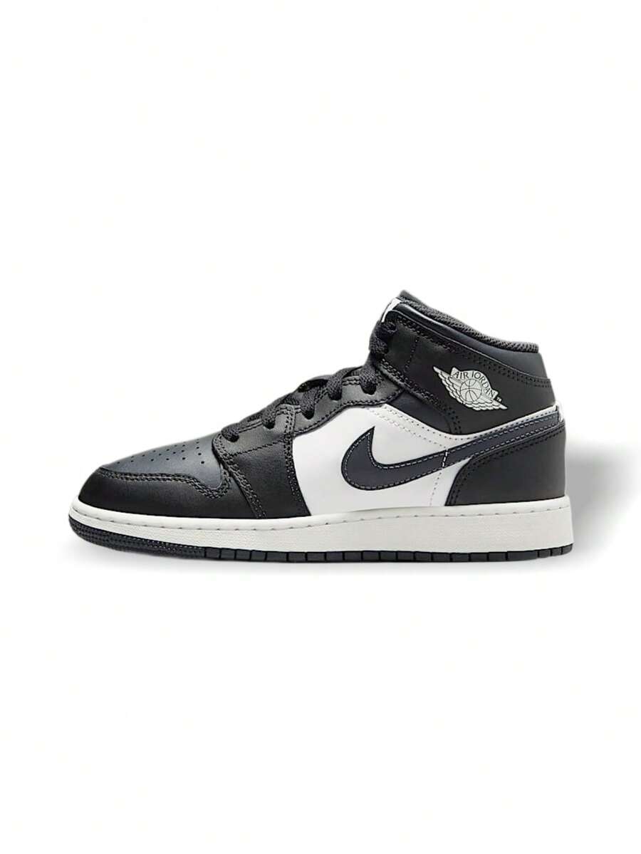 Air Jordan 1 Mid 高帮防滑篮球鞋女童休闲鞋情侣鞋 DQ8423-010 - 黑色/峰白/暗黑 - 查看 1