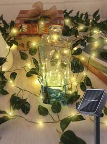 1 pieza Guirnalda de Luces Solares con Hiedra, 20/50/100 luces LED de hada para jardín, 10m/5m/1m Luces de cuerda de vid artificial de hiedra para exterior para boda, fiesta, decoración de pared, hotel, cumpleaños, alimentadas por energía solar