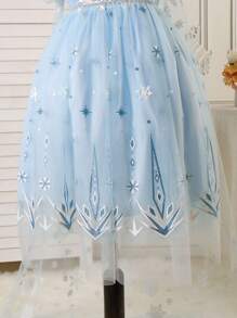 Nuevo vestido de princesa cute para niñas, disfraz de princesa de cuento de hadas con falda de tul y gasa para actuaciones y espectáculos infantiles de la Princesa Frozen