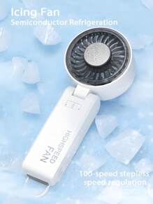 Mini ventilateur de refroidissement numérique portable, pack de glace de refroidissement à semi-conducteur, ventilateur de poche/bureau/cou 3 en 1, 100 vitesses, batterie 2000 mAh, flux d'air à large angle, protection multi-AI, adapté pour l'extérieur/intérieur/école, multi-fonction avec cordon