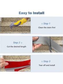 1 pieza Protector para borde de escalera de vinilo, con tacos de goma en forma de L y antideslizante autoadhesivo, para bordes de escaleras interiores y exteriores