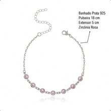 925 Silver Plated Semi-Jewelry Kit With Necklace, Earring And Heart Bracelet – Ideal Gift For Mother's Day - 淺粉色 - 查看 6