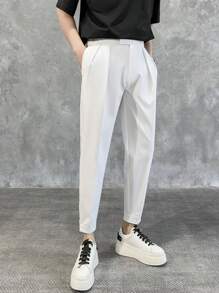 Men's High Waisted Loose Tapered Casual Pants With Hook And Loop Closure