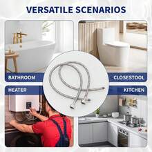 Flexible Tap Connectors Tap Tails M10 (10mm) X 1/2" Fitting 60cm Long Flexible Pipe For Monobloc Mixer Tap Pair Of Stainless Steel Braided Water Supply Hose (2 Pcs) - Silver - View 5