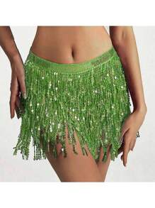 Fuste cu ciucuri și paiete cu sclipici pentru dansul din buric, fuste la modă cu curea pentru dansul din buric