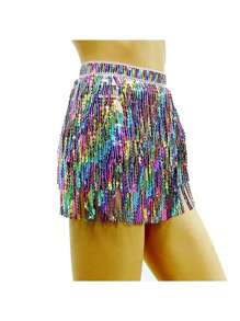 Fuste cu ciucuri și paiete cu sclipici pentru dansul din buric, fuste la modă cu curea pentru dansul din buric