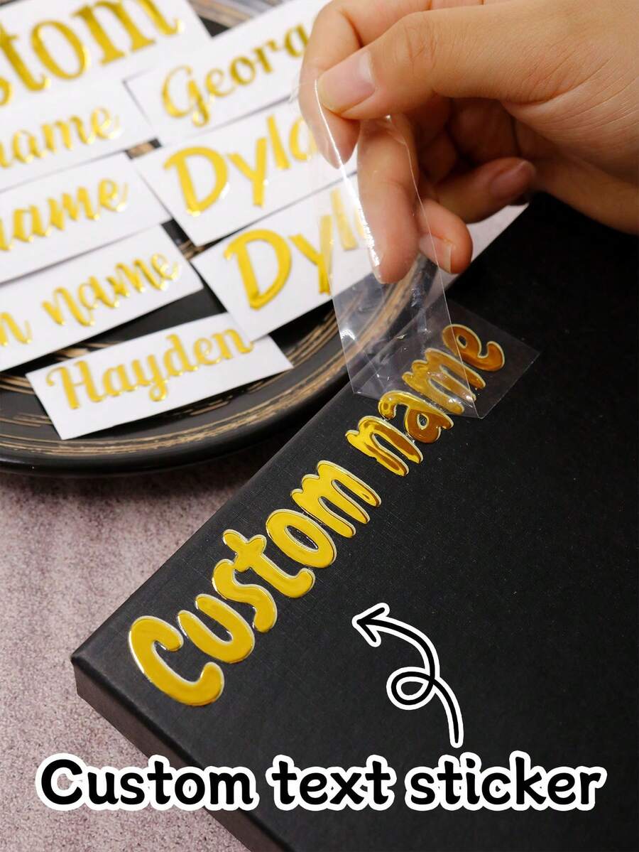 5/10/20Pcs Customized Name Stickers,Custom Gold Crystal Label Stickers,Personalized Water Bottle Stickers,Wedding Stickers,Customizable Thank You Stickers, Business Label Stickers,Logos,Suitable For Gift Box Decals,Laptops,Books,Plates,Wallets,Gold,Suitable For Business,Bridesmaids,Birthday Gifts,Graduation Ceremonies,Couples, Father'S Day,Mother'S Day,Women,School Supplies,Back To School,Office & School Supplies,Xmas Decoration,College Students, University Students, Freshman, Sophomore, Underclassmen - Style a - View 1