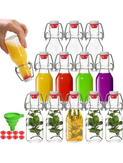 5/3/2/1pcs/2oz Glass Juice Bottle Set - Mini Glass Bottles With Shaker Lids, Suitable For Homemade Beverages, Extracts, Candies, Crafts And Party Decorations, Refillable, Travel Accessories