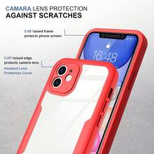 Hadaasi 1pc Red 2-In-1 Full Body Protective Case With Front Screen Protector, TPU Soft Edge + PC Hard Back Cover, Compatible With IPhone 16/16E/15/14/13/12/11 Pro Max/Plus/SE2/SE3/7/8 And Galaxy S26Ultra/S26Plus/S26/M36/S25FE, Redmi 12/13C/12C/Note 12 Pro/NOTE14PRO+/NOTE13PRO/NOTE13PRO+, POCO M6PRO, OPPO Reno14 Pro/Reno14 F, Infinix Hot 60 Pro/Hot 60 Pro+ - Red - View 5