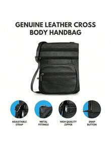 Genuine Leather Cross-Body Bags Purse - 灰色 - 查看 4