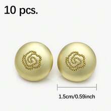 10pcs 12mm Gold Round Small Button Suitable For Shirts, Fashionable Rose Design Clothes Decoration Button, DIY Sewing Accessories Metal Button For Coat - Multicolor - View 16