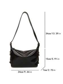 2025 最新款女士单肩包，小巧手提包，设计独特，休闲又时尚，PU 皮革，可调节肩带，宽敞空间，春夏 - 黑色 - 查看 11