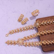 Set de joyería de 4 piezas de espiga de trigo con cristales para mujer, estilo clásico de verano, compuesto por 1 collar + 1 pulsera + 1 anillo abierto + 1 pendientes, hecho de aleación de zinc con cristales, con un estilo lujoso y elegante, sexy y encantador, apto para uso diario, vacaciones, fiestas, Navidad, Acción de Gracias, bodas, cumpleaños, regalos de aniversario