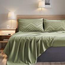 7-Piece Cozy Tufted Comforter Set For King - Soft Microfiber, Lightweight, Breathable - Twin/Full/Queen/King, And Bed In A Bag, Suitable For All Seasons, Comes With Comforter, Flat Sheet, Fitted Sheet , PillowSham And Pillowcases, Ideal Gift,Room Decro - Xanh lá-03 - Xem 3