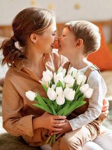 1pc/5/10/15/20/25/30 Pcs Artificial Pink Tulip Flowers, Soft Touch Spring Flowers For Valentine's Day Vase Table Centerpiece Kitchen Wedding And Home Decoration