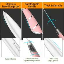 Kitchen Knife Set, 9-Pieces  Sharp Non-Stick Coated Chef Knives Block Set,Stainless Steel Knife Set For Kitchen With Sharpener For Cutting Slicing Dicing Chopping - Hồng - Xem 6