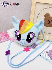 MY LITTLE PONY Bolso bandolera para niña, monedero lindo, bolsa de almacenamiento multifuncional con cremallera, mini bolso de unicornio de moda para ir al trabajo, salir, vacaciones, fiestas, disfraces de Halloween y Navidad, regalo para mujeres jóvenes, estudiantes y damas