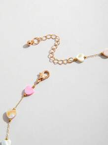 1pc Cute Heart Shaped Stainless Steel Beaded Necklace, Suitable For Date Wear Or As Valentine's Day Gift For Lover