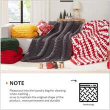 Chunky Knit Blanket - Soft Chenille Yarn Throws 40x50: Handmade Thick Cable Crochet Blanket - Large Chunky Yarn Rope Knot Throw For Couch, Sofa, Bed Home Decor - 紅色 - 查看 6