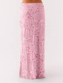 Women Summer Skirt Casual Elegant Sequin Floral Embroidery Long Skirt For Beach Vacation Club Streetwear - 粉色 - 查看 6