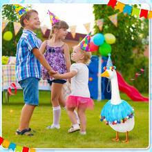 Porch Goose Outfits Stylish Cute Goose Clothes Colorful Fur Ball Design Hat And Mesh Collar 2 Pcs Set - Light Blue - View 5
