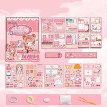 1 set de kit de matériel de livre tranquille DIY, sans découpage requis. Livre d'habillement fait main pour filles et enfants, livre d'autocollants 3D d'habillement, livre éducatif Montessori, livre d'autocollants de décoration thématique pour filles. Fournitures éducatives pour enfants DIY, retour à l'école, anniversaire, Noël, Halloween, Pâques, cadeaux de Thanksgiving