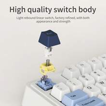 AJAZZ AK980 有线机械键盘，复古设计，高品质，适合办公和游戏 - 彩色 - 查看 4