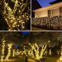 1pc Solar String Lights Outdoor Light Strings Waterproof 32M/22M/12M/7M//6.5/5M ,20/30/50/100/200/300LED Solar Powered String Light With 8 Lighting Modes For Garden Patio Yard Fence Christmas Tree Decoration With Fairy Lights Ambience Warm White/Multicolor/White For Outside Tree , Courtyard,Wedding, Gazebo,Party, Home, Lawn, Camping And Holiday Decor Garden Lights
