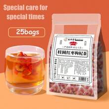 150g Mixed Tea, Cinnamon Red Dates And Goji Berry Tea, Brown Sugar Goji Berry And Date Tea, Suitable For Women; Menstruation; Stay Up Late, Iron Supplement; With Goji Berries, Longan, Red Dates, Ginger; Creative Holiday Gift Ideas; Send Health To Family Members - Apricot - View 1