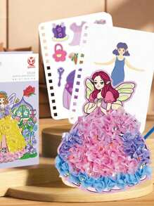 1set Diy Handmade Sticker Art, Princess & Elf Design, Dress-Up Activity, Creative Painting Kit, Activity Book For 3-6-Year-Old Girls, Ideal Birthday Or Holiday Gift, Educational Toy For Girls, Chromatic Drawing Book And Sticker Set For Children