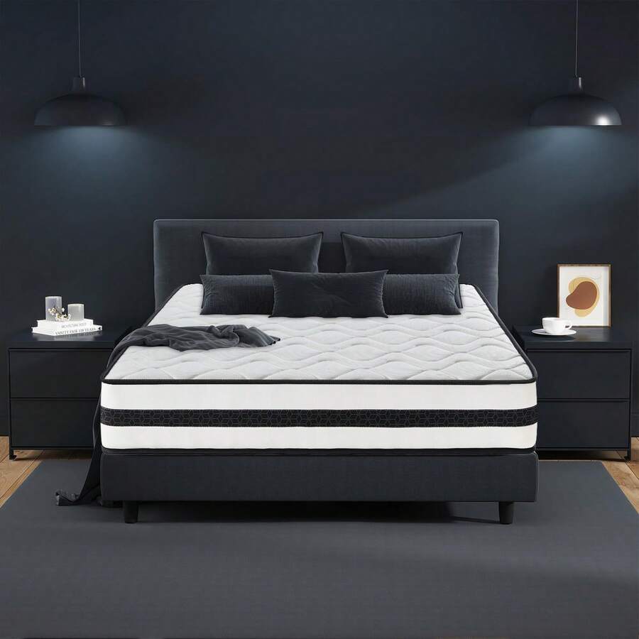 Materasso Singolo Ortopedico 140x190 altezza 25 cm, altamente traspirante, anallergico e adatto a qualsiasi tipo di utilizzo, Anallergico e Antibatterico | Antiacaro e Traspirante - Bianco e nero - Visualizzare 1